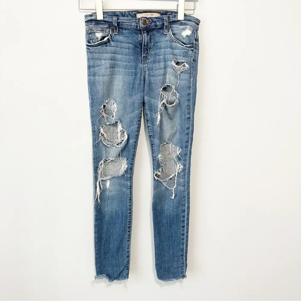 Joes Jeans skinny ankle ripped blue denim size 26 distressed